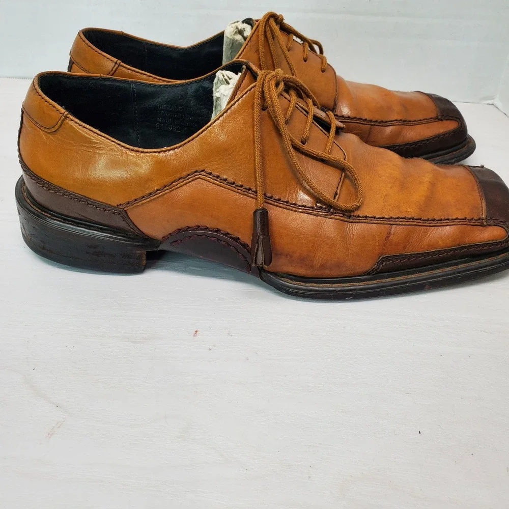 Stacy Adams Mens Tan Leather Oxford Dress Shoes Italy Size 7.5‎ Medium